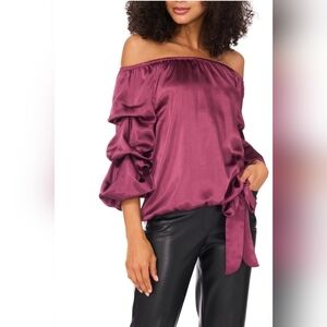 Vince Camuto Off the Shoulder Bubble Sleeve Top Sweet Plum Size M